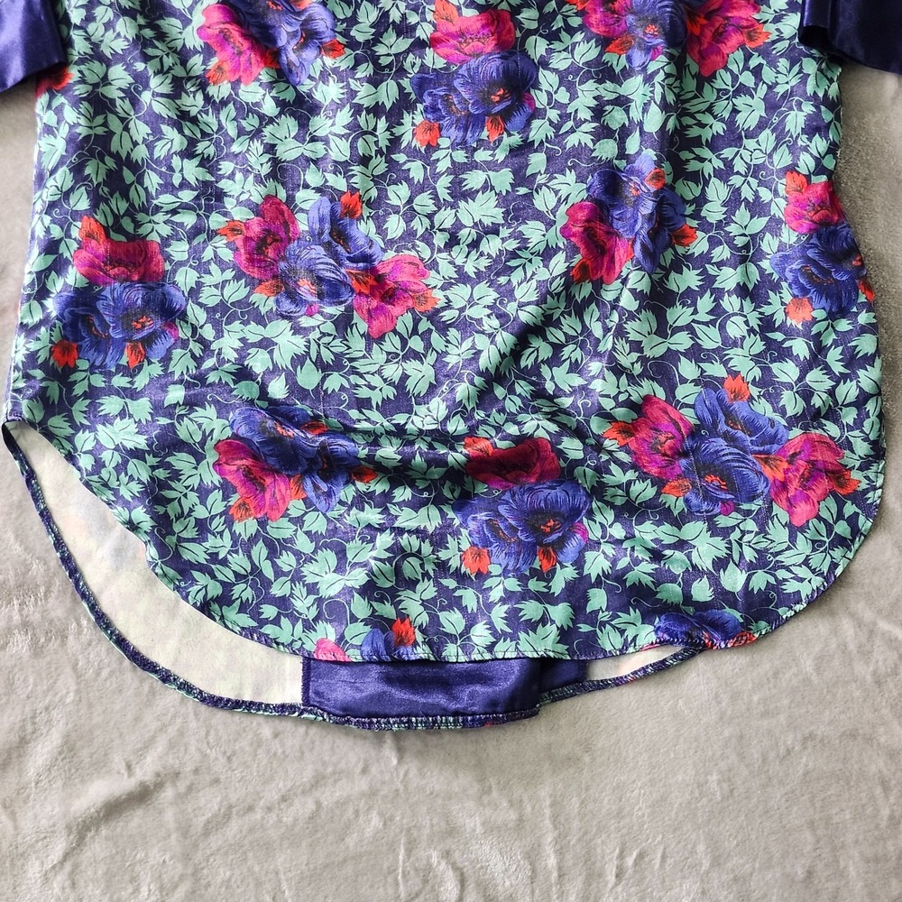 Vintage 1980s Women's Kathryn Pajamas Kimono Size M Floral Purple - Picture 15 of 15